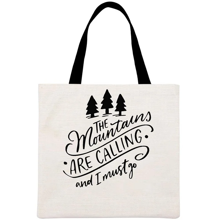 The Mountains are Calling Printed Linen Bag-Annaletters