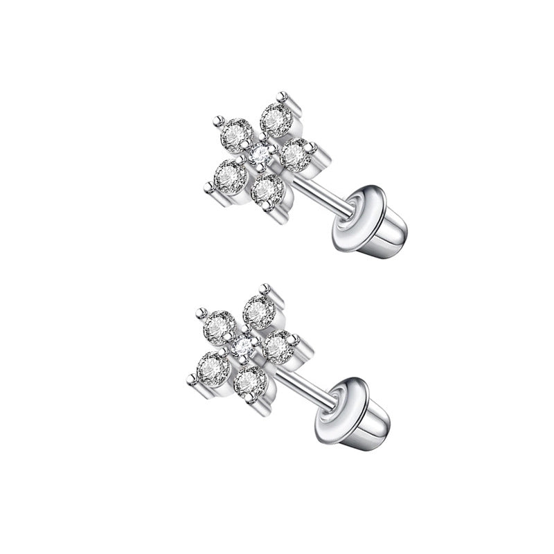 1 Pair Minimalist Cross Star Butterfly Plating Inlay Stainless Steel Zircon Ear Studs