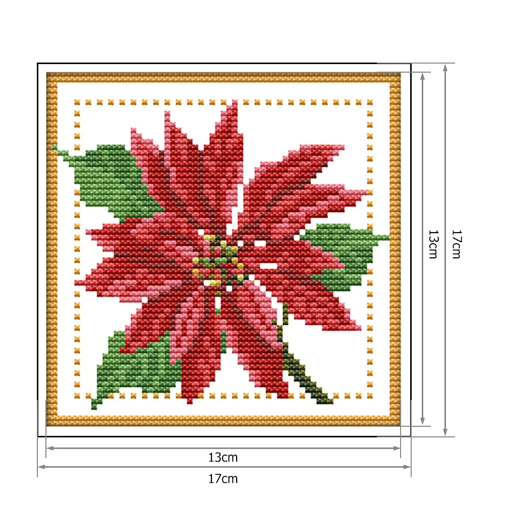 14CT Stamped Cross Stitch - December Flower(Canvas|17*17CM)