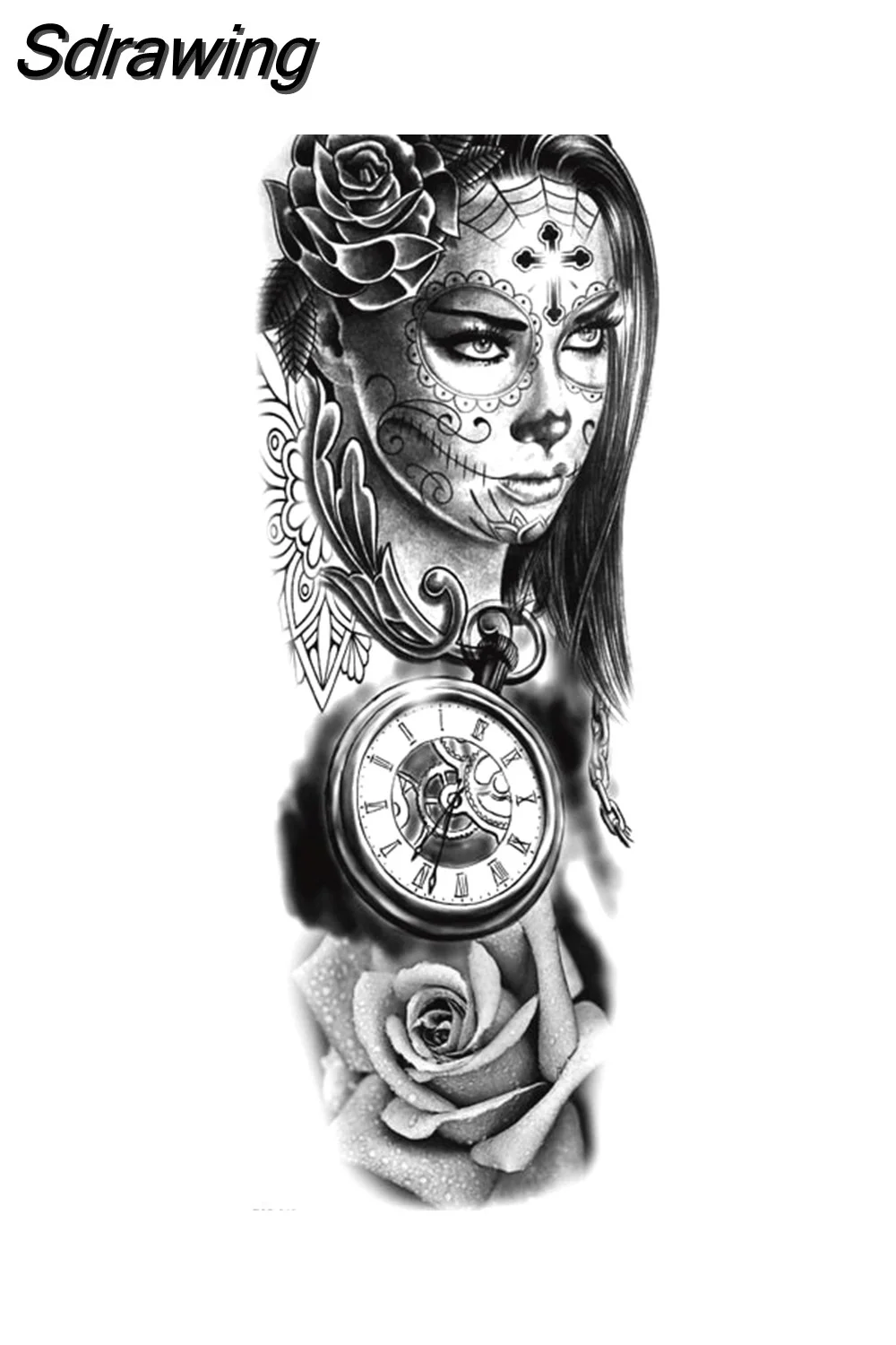 Sdrawing Tattoo Dragon For Men Waterproof Sleeves Angel Tiger Snake Animal Stickers Waterproof Temporary Tattoos Skeleton Hand 521-1