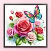 Rose Butterfly-Partial 11CT Stamped Cross Stitch Bead Embroidery 36*36cm/14.17*14.17in tapestrymarket
