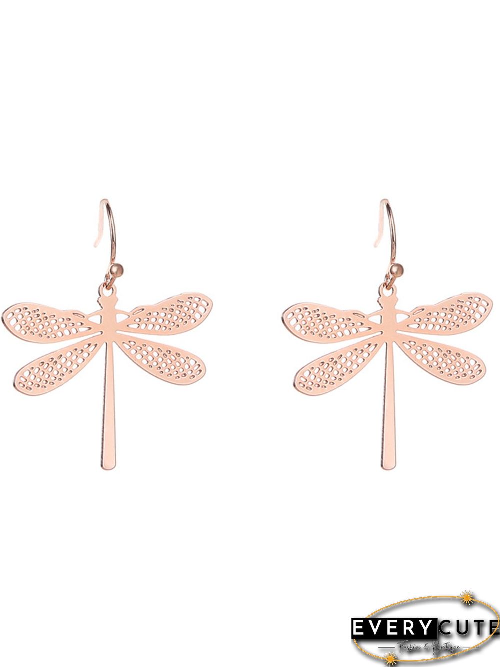 Vintage Casual Cutout Metal Dragonfly Earrings