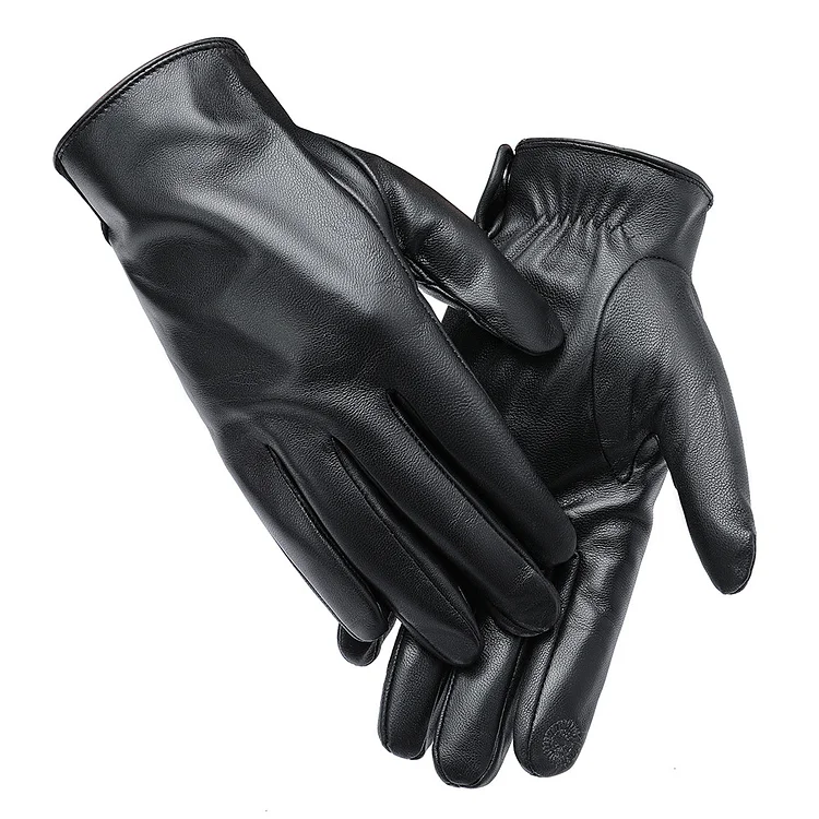 Winter Windproof Warm Padded and Thickened Touch Screen Riding Men's Biker Sheepskin Gloves-8020