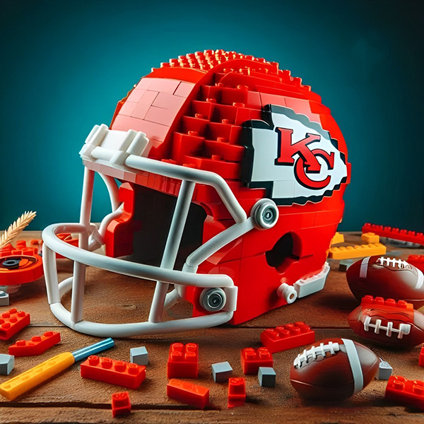 NFL Brick Helmet Collection display