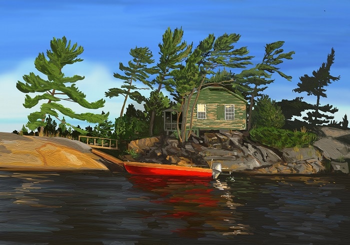 

Boat On House Lake – Paint By Numbers - 40*50CM, 501 Original