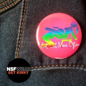 pornhint Pornhint Eat Out More Often 1.5 Inch Pin Back or Magnet, Lesbian Button, oral sex Badge, Kinky Sexy Funny Handmade