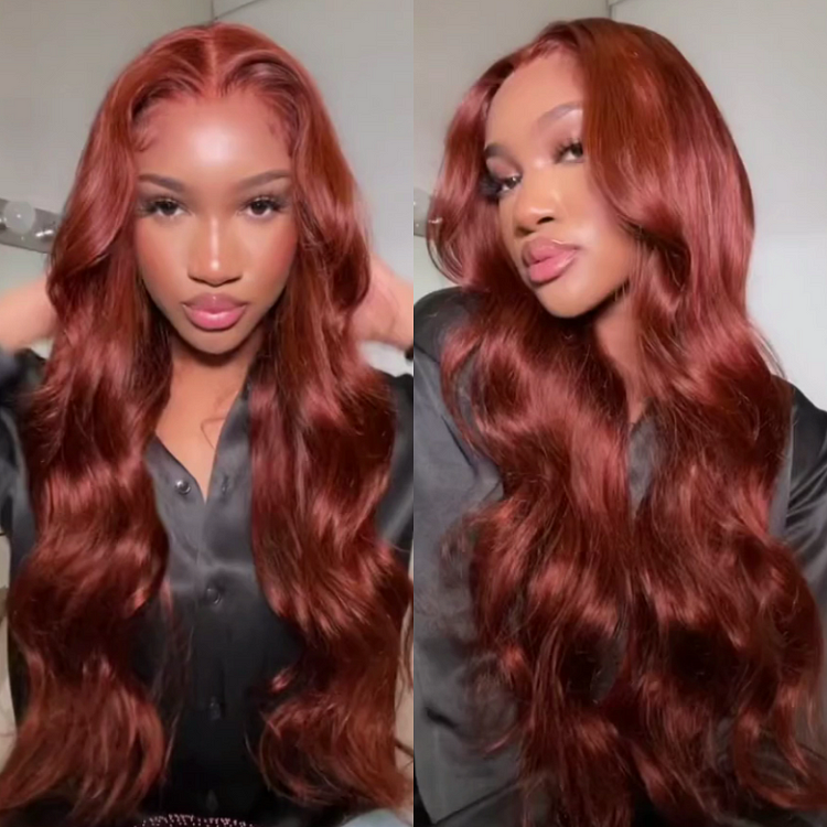 50% OFF | 180% Density Reddish Brown Body Wave 13*4 Lace Front Wig