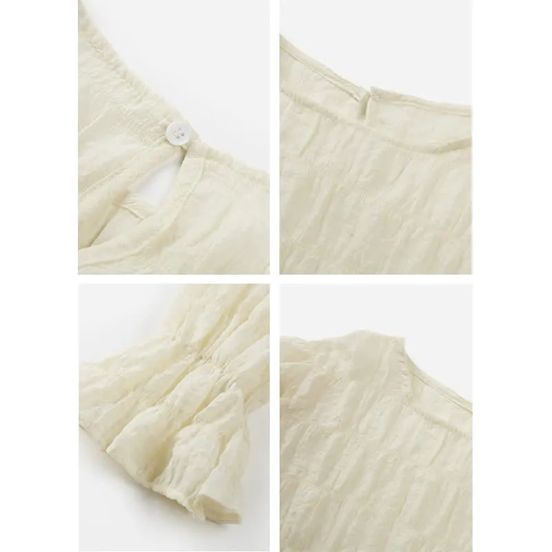 Pure Color V-neck Knit Vest Shirt Lace Up Wide Leg Pants