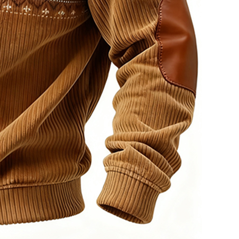 Men's Autumn/Winter New Outdoor Half-Open Stand Collar Zipper Corduroy Casual Sweatshirt-inspireuse