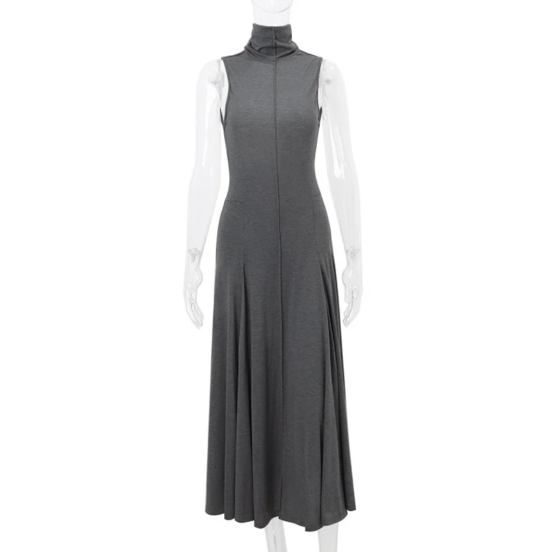 Uveng Uveng Summer New Product Yi Mengling With The Same Socialite Wind Royal Sister Temperament Elegant Stand Collar Sleeveless Dress Female