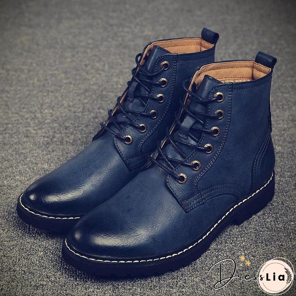 Men Genuine Leather Winter Snow Fashion Boots Pointed Toe Mid-Calf Boots For Men Ankle Non-slip Shoes