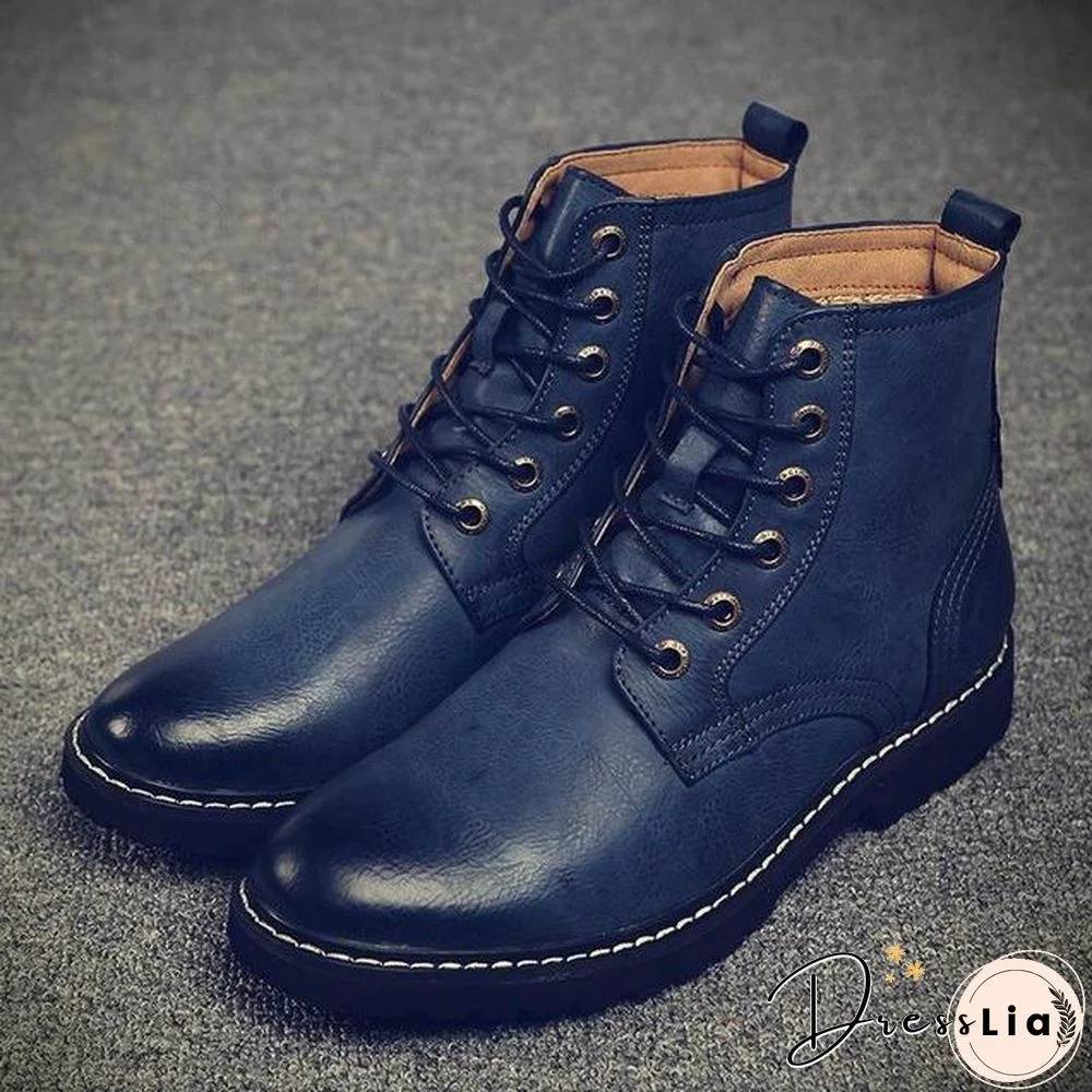 Men Genuine Leather Winter Snow Fashion Boots Pointed Toe Mid-Calf Boots For Men Ankle Non-slip Shoes