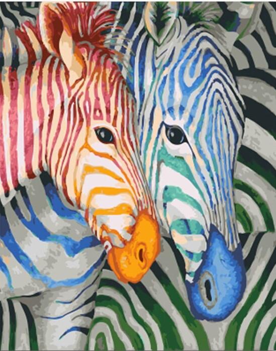 

Red and Blue Zebra – Paint By Numbers - 40*50CM, 501 Original