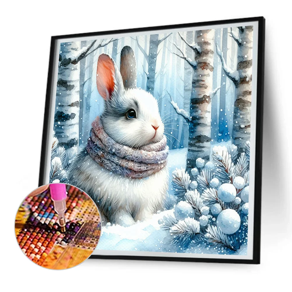 Diamond Painting - Full Round Drill - Winter Rabbit(Canvas|30*30cm)