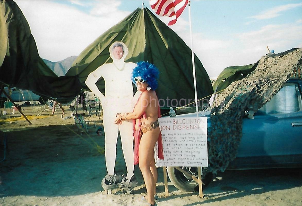 BURNING MAN Slice Of Life FOUND Photo Poster paintingGRAPH Color Snapshot VINTAGE Woman 04 29