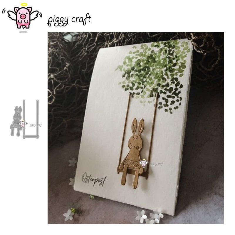 Piggy Craft metal cutting dies cut die mold Swing Bunny Rabbit Scrapbook paper craft knife mould blade punch stencils dies