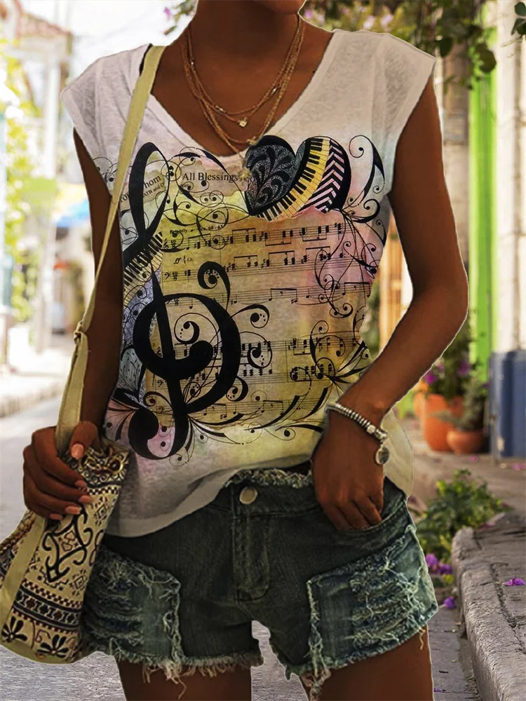 Color Rendering Of Music Pattern Tank Top