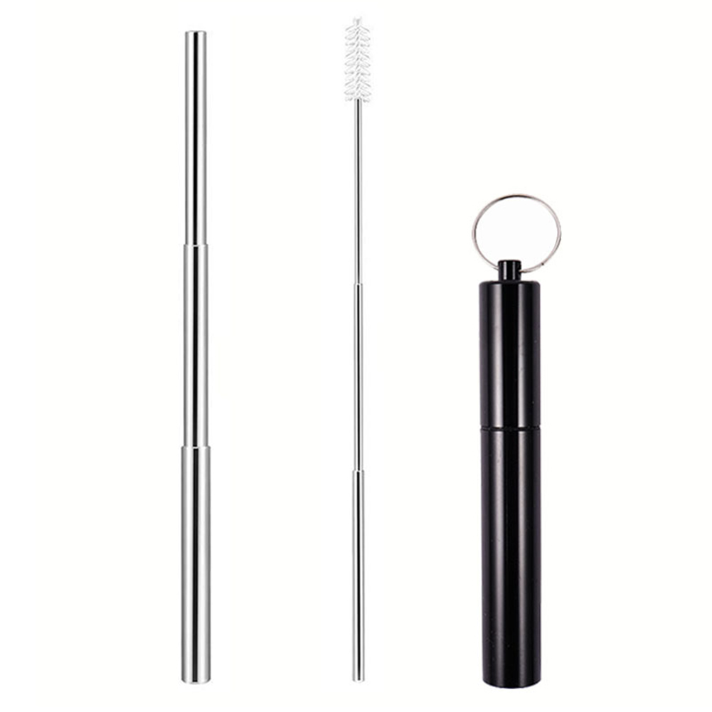 

3pcs Portable Stainless Steel Telescopic Reusable Drinking Straw with Brush, Red, 501 Original