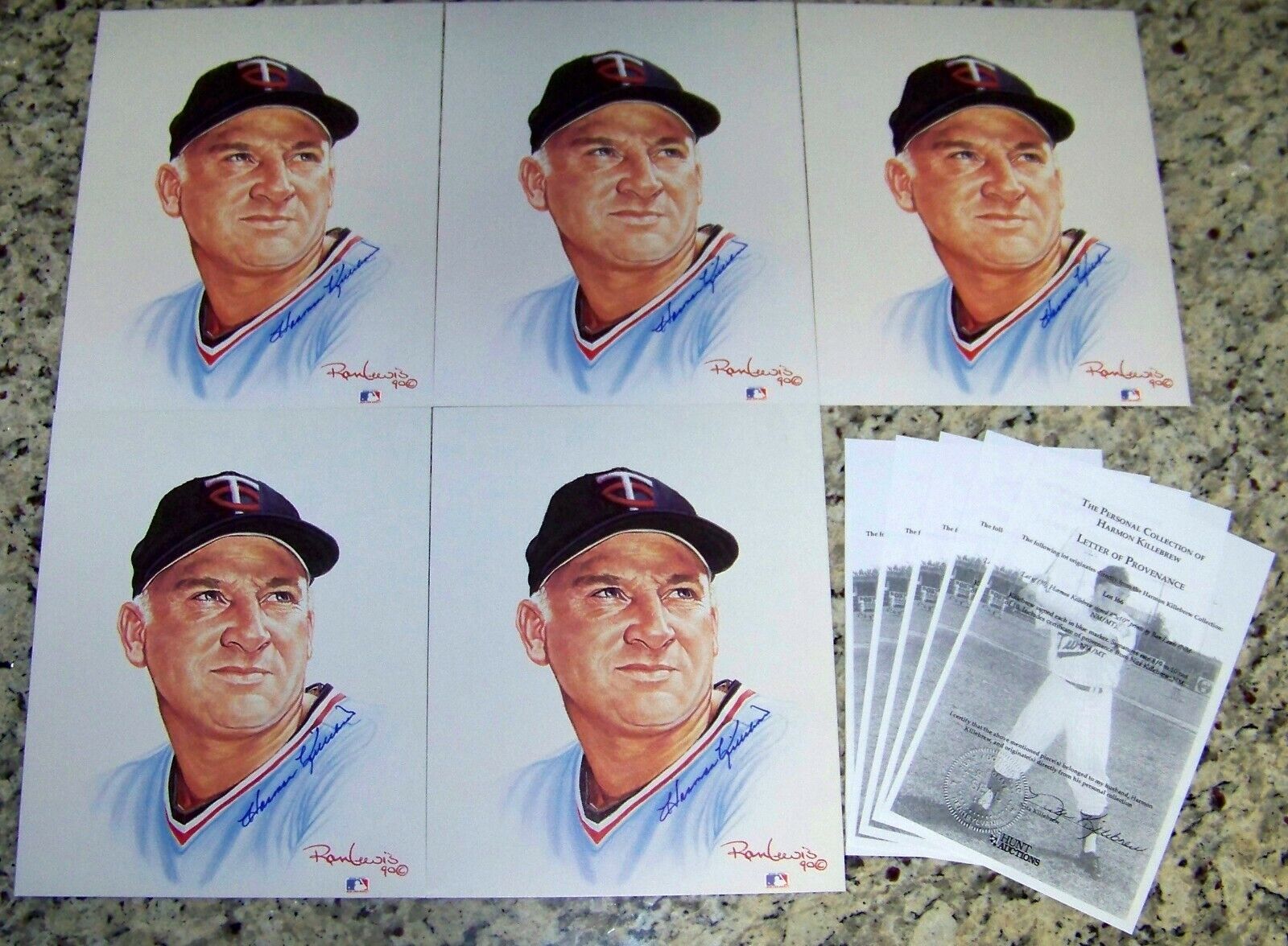 SALE (5) Harmon Killebrew Signed Autographed Ron Lewis Baseball Photo Poster painting Prints COA