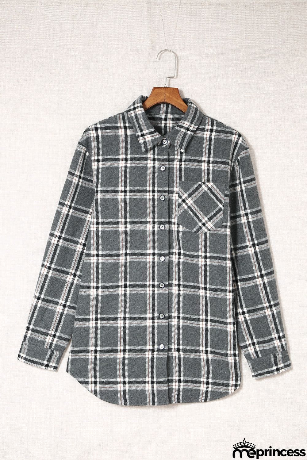 Plaid Button Up Long Sleeve Shirt with Pocket