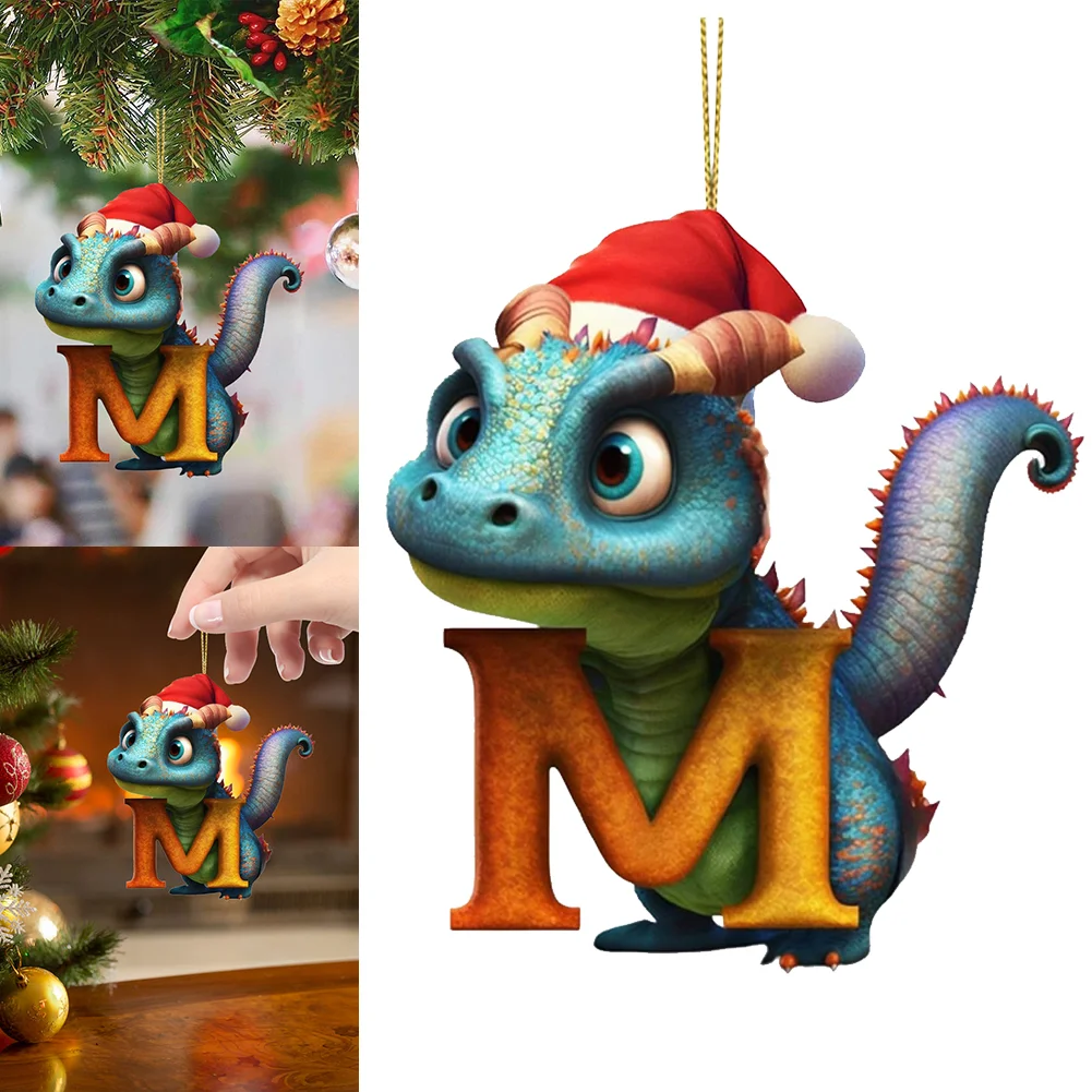 Christmas Cute Dragon Pendants Acrylic Letter Shaped Exquisite for Xmas Tree Car