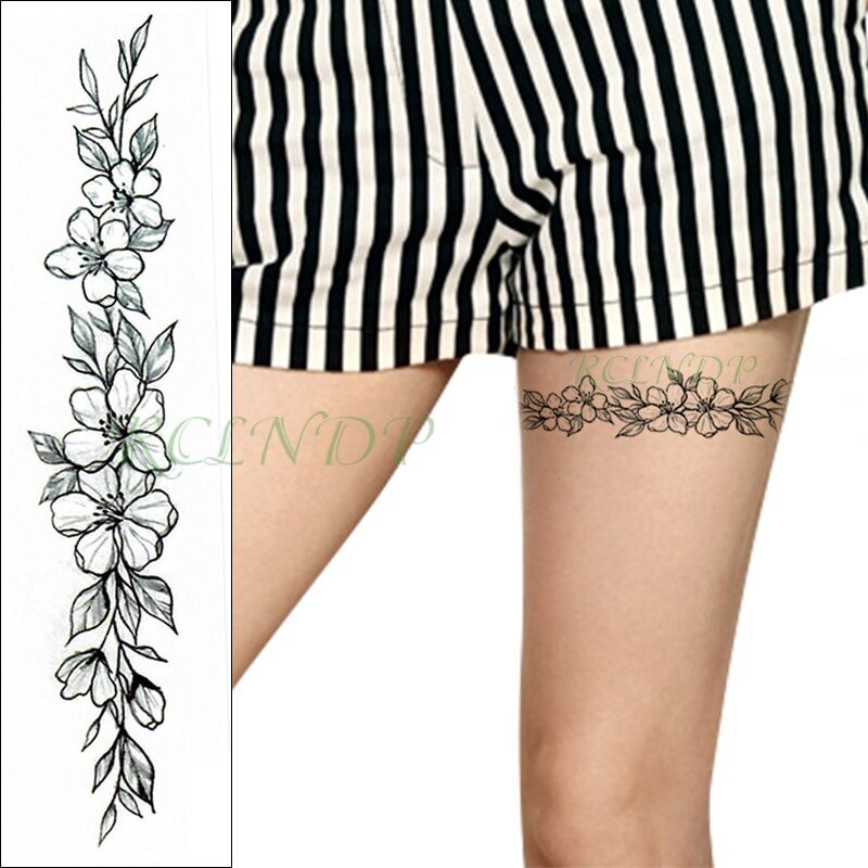 Sdrawing Temporary Tattoo Sticker Red-crowned crane ginkgo leaf band Fake Tatoo Flash Waist Arm Foot Tatto for Girl Women Men