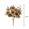9 Stems Artificial Sunflower Bunch Autumn Home Interior Table Styling Wedding Floral Decor