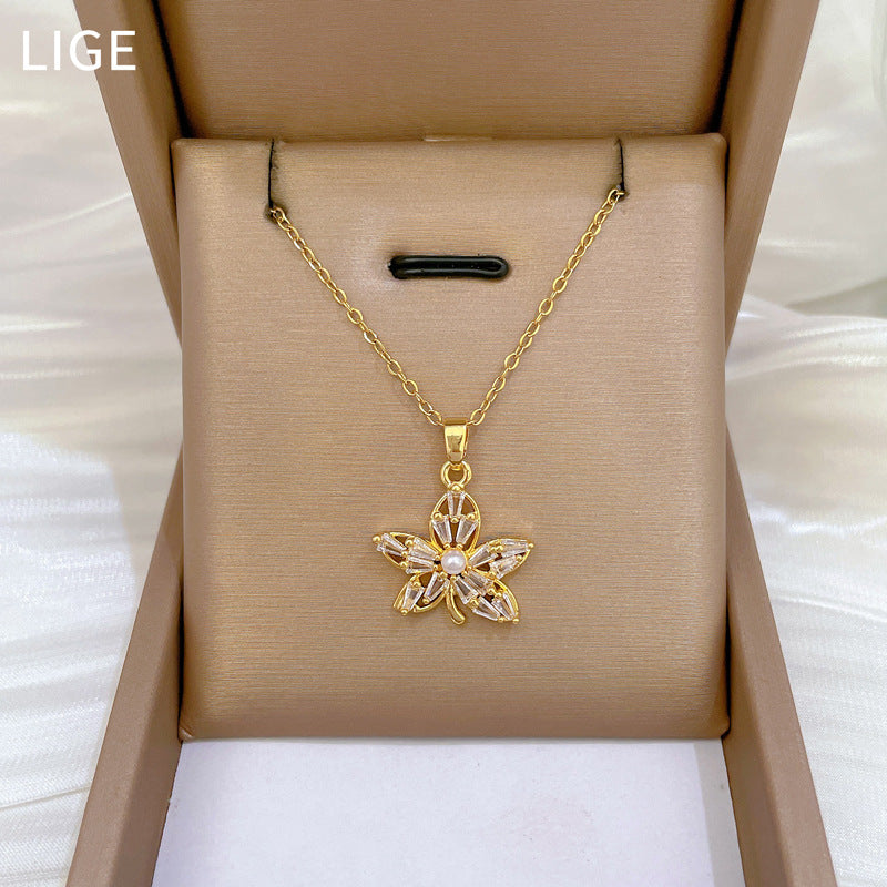 Korean Cosmos Geometric Titanium Steel Electroplating Earrings