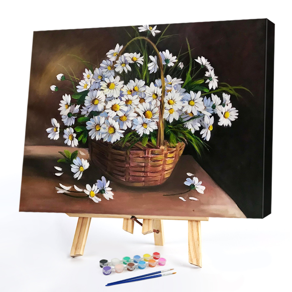 

50*40CM - Paint By Numbers - Daisies In Basket, 501 Original