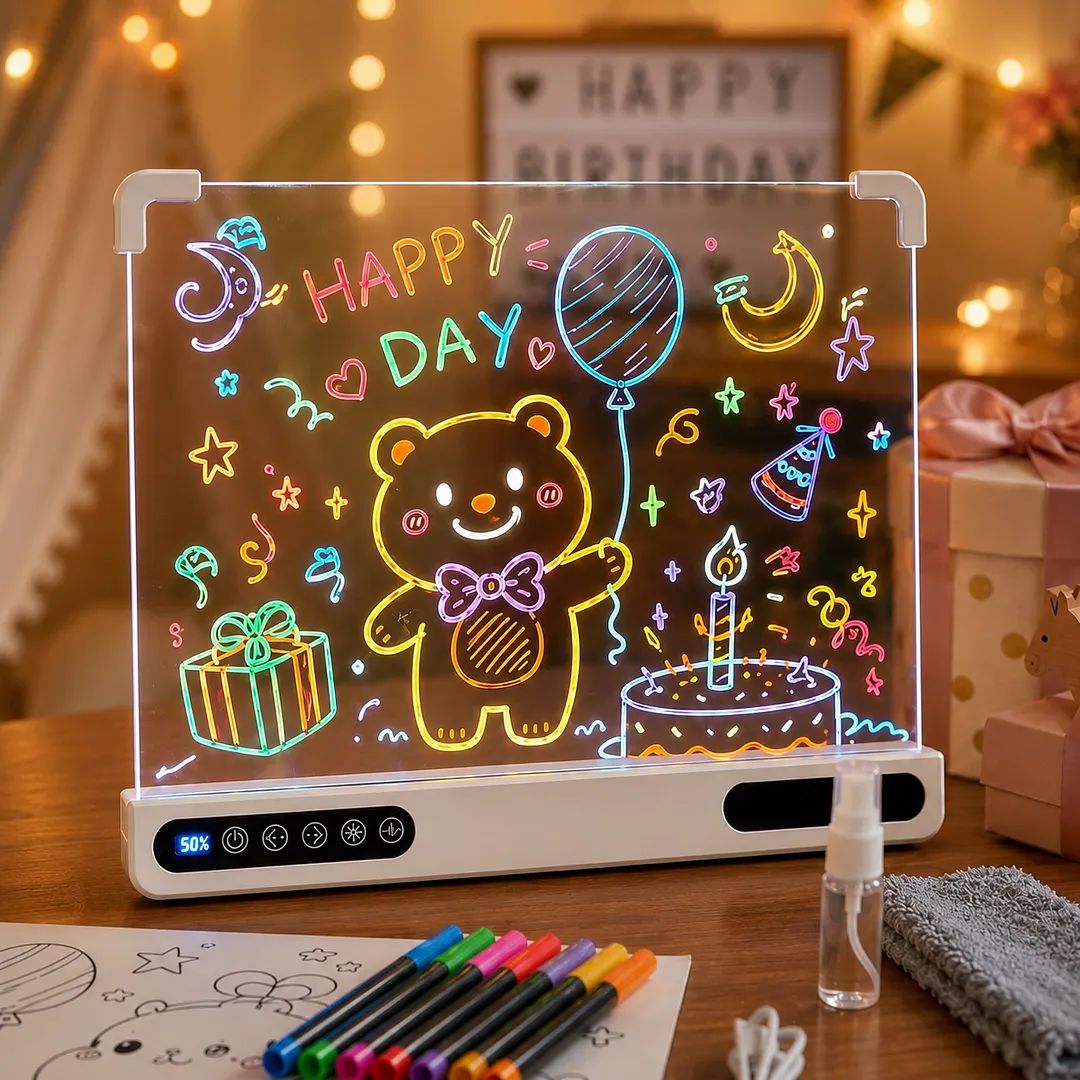 BEBANG 16" LED Drawing Board for Kids, Light up Doodle Board with 7 Colors, 4 Light Modes, Birthday Gift for Boys and Girls