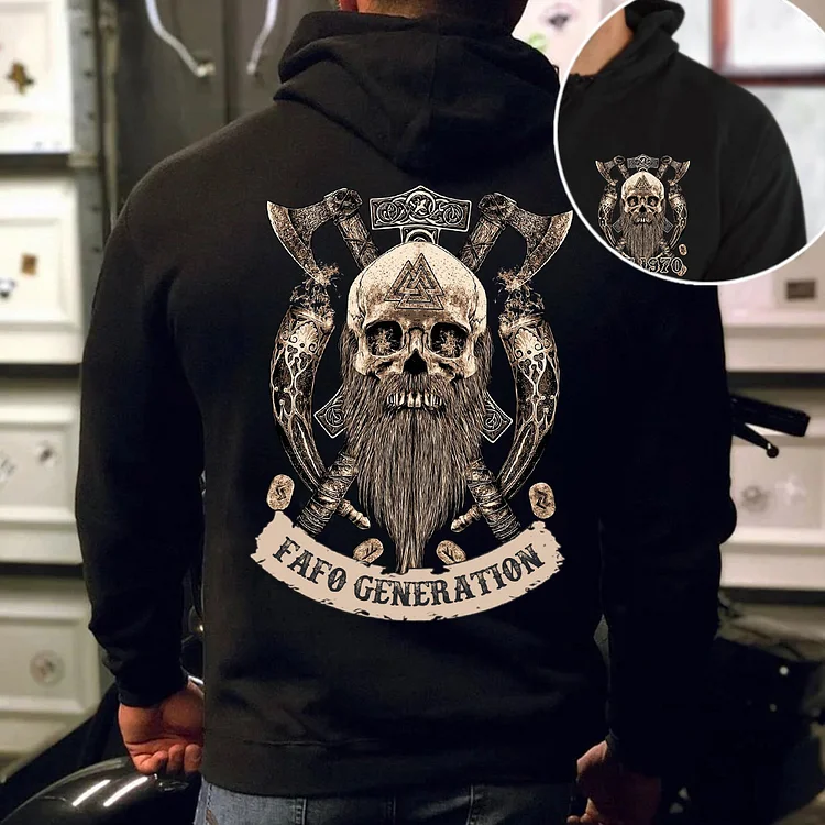 The Ture FAFO Generation X Viking skull shield axe genX Sweatshirt