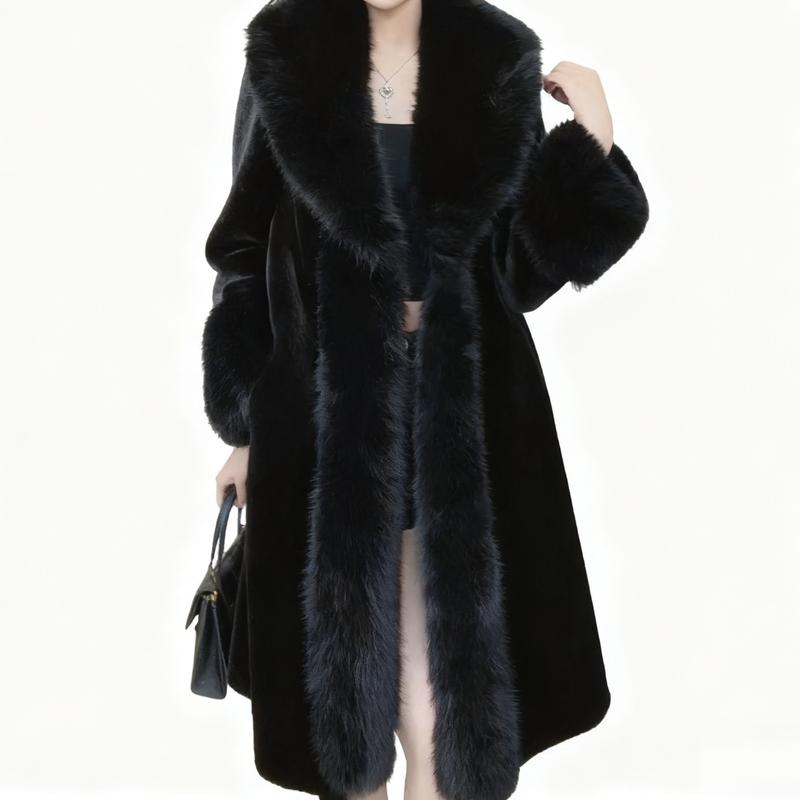 Women's Elegant White Faux Fur Coat High Quality Warm Winter Jacket Dual Purpose for Casual Formal Dinner Long Sleeve Soft Stylish Outerwear Pair with Statement Earrings Womenswear Tops Basic Minimalist winter clothes women winter coats women