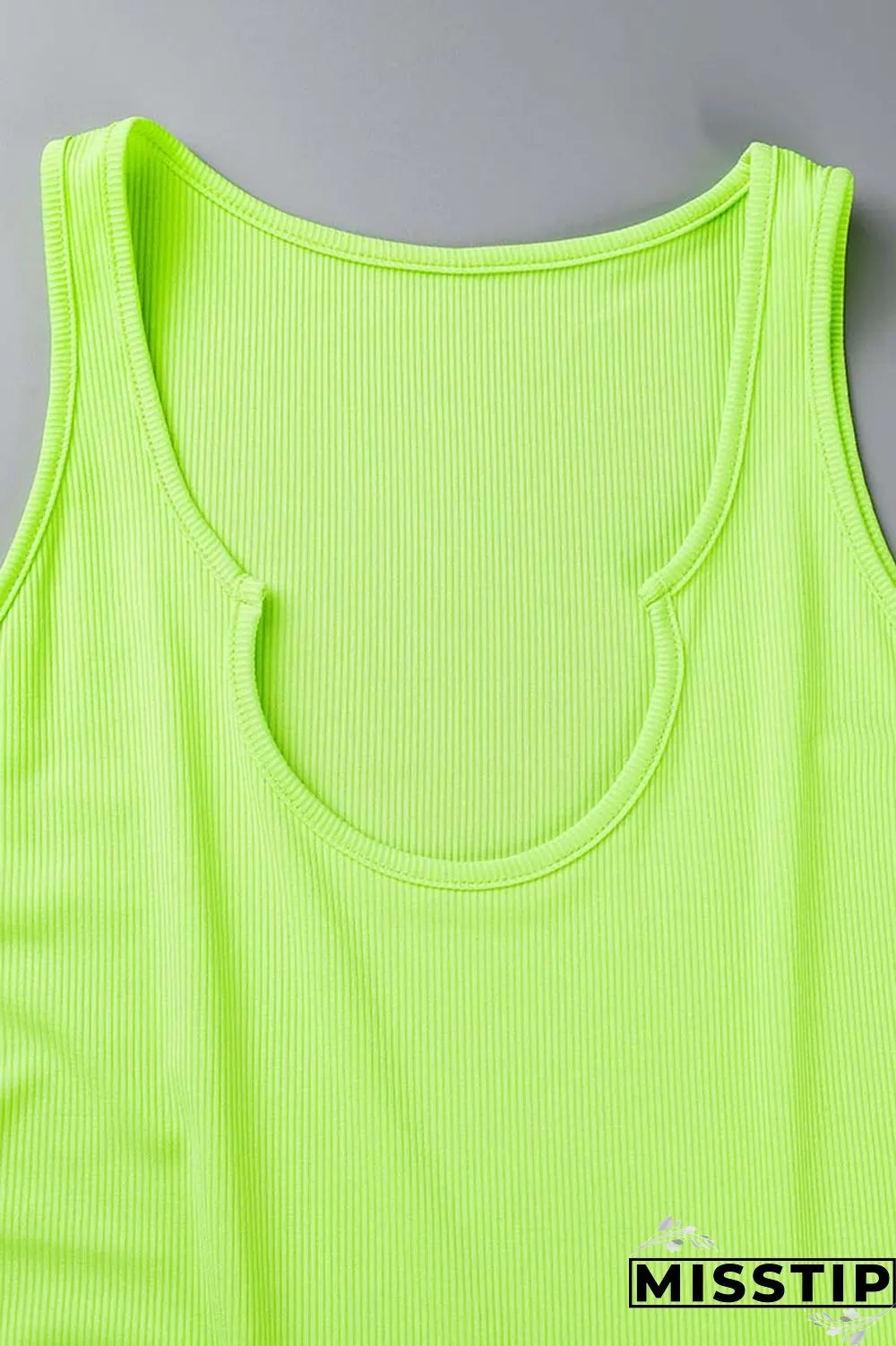Fluorescent Green Sexy Solid Basic U Neck Vest Dress Dresses