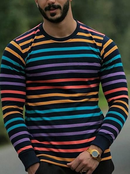 Coloring Striped Long Sleeve T-shirt