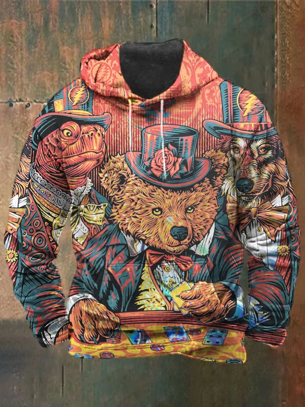 Unisex Bear Print Heavyweight Hoodies