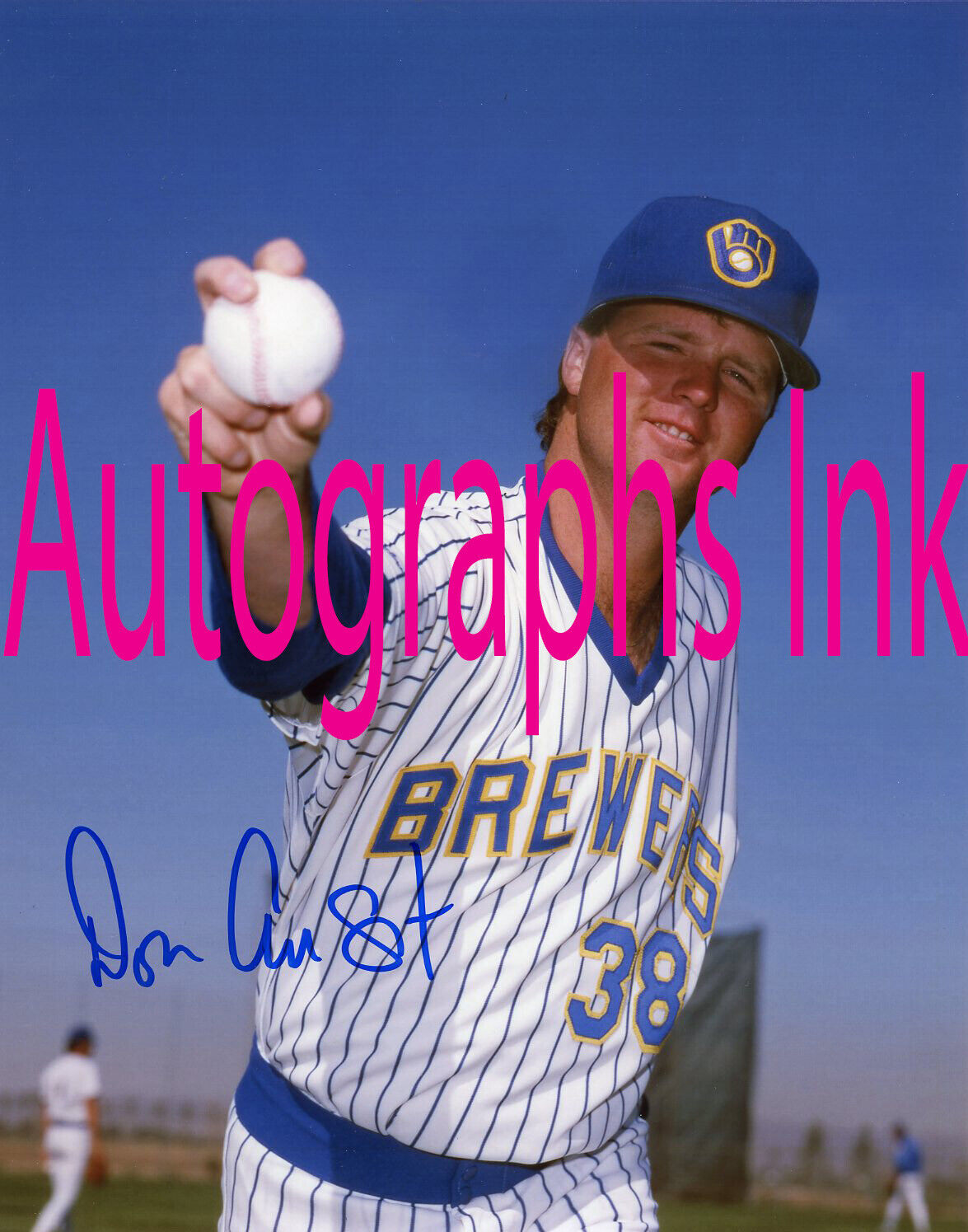 Don August autographed color 8x10 Brewers In Person Topps 1 Baseball