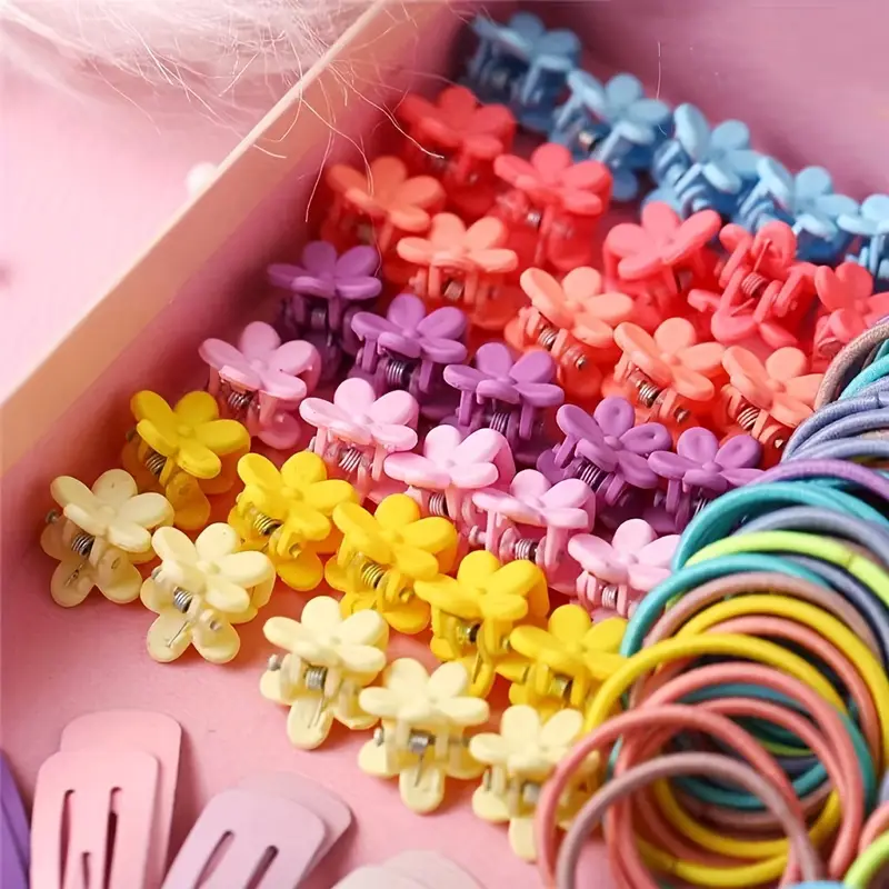 780pcs girls hair accessories elastic hair ties flower shaped hair clip ponytail holders decorative hair accessories gilrs birthday gift details 1