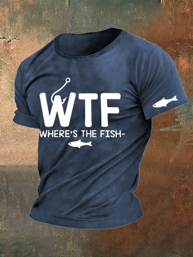 Men's WTF - Where's The Fish Printed T-Shirt