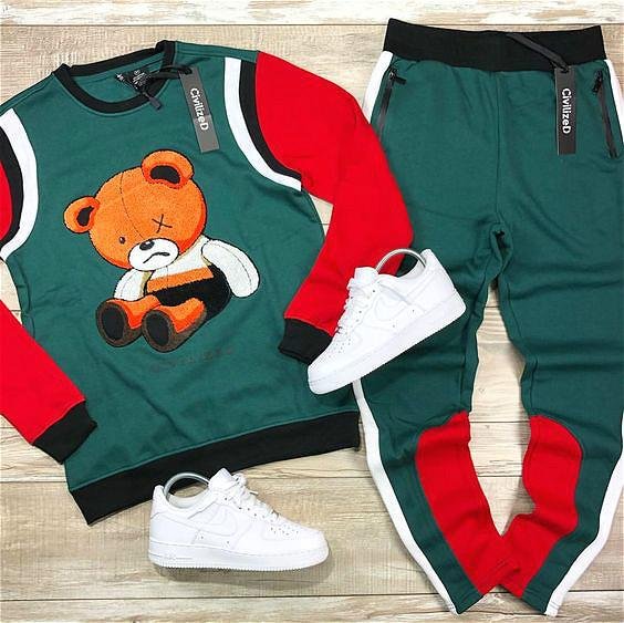 Fashion bear color matching suit