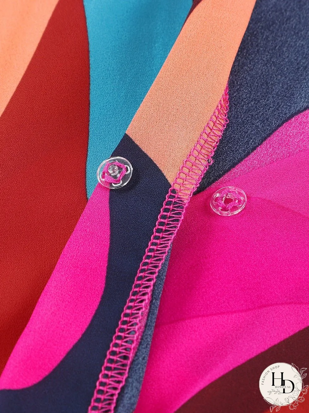 Lapel Print Lace-Up Long Sleeve Dress