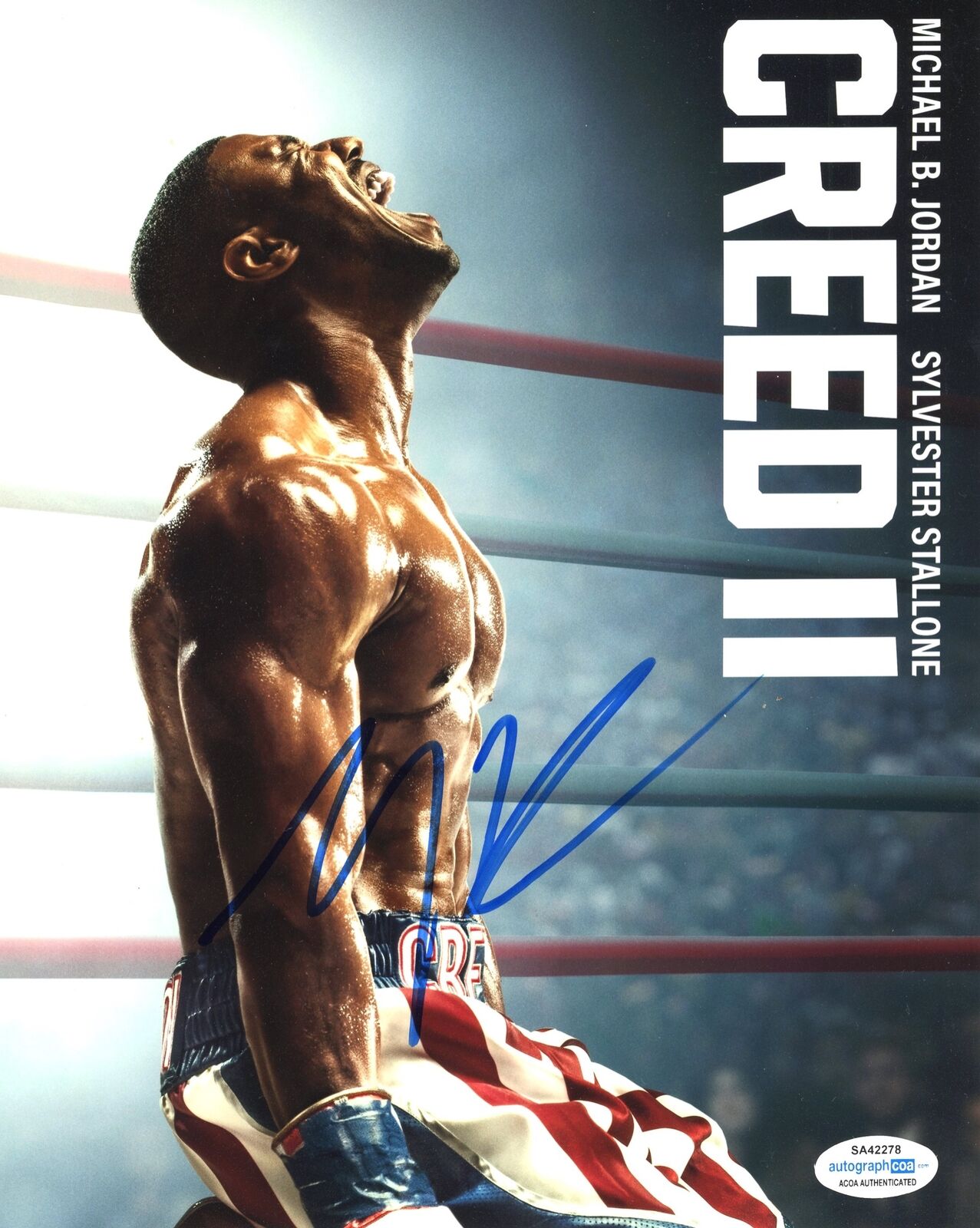 Michael B. Jordan SIGNED 10X8 Photo Poster painting CREED II Genuine Signature ACOA TPA (7445)