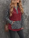 Fashion Leopard Split-Joint Hooded Long Sleeves Sweat Shirt