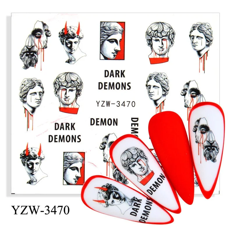 1 Sheet Human Face Nail Stickers And Decals 2021 Nail Art Decorations Set Geometric Pattern Dried Flowers Sliders For Nails Art-Nail Inspo