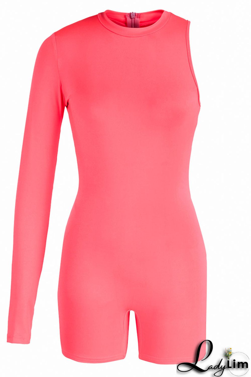 Black Sexy Sportswear Solid Patchwork Asymmetrical O Neck Skinny Jumpsuits