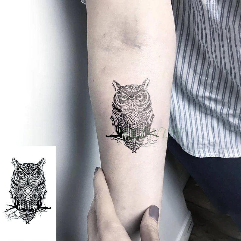 Gingf Waterproof Temporary Tattoo Sticker owl tatto bird animal tatoo flash eclipse fake tattoos for men women
