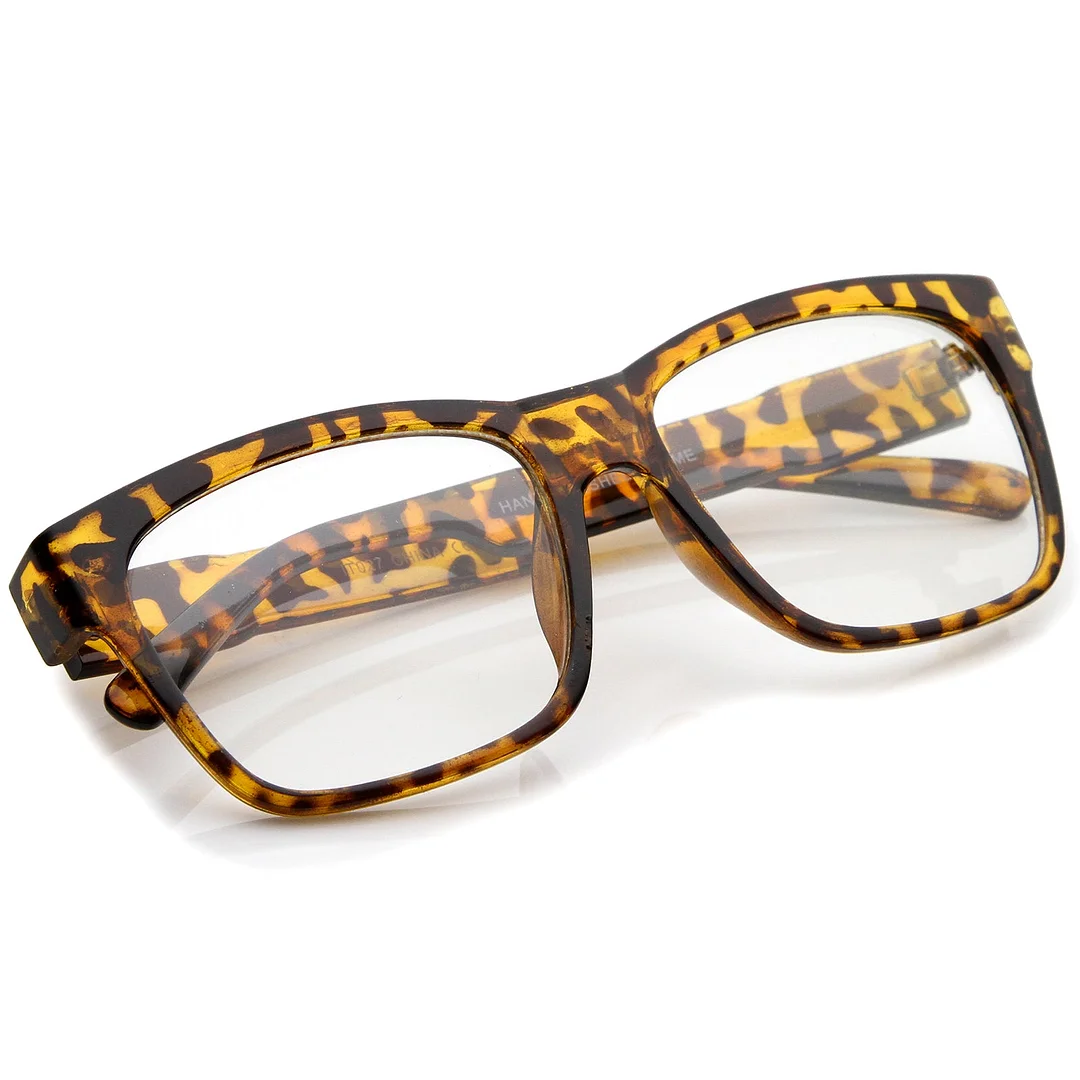 Casual Bold Square Clear Lens Horn Rimmed Eyeglasses 53mm