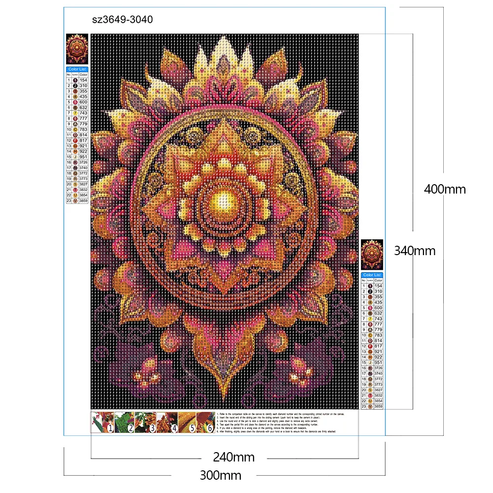 Full Round Diamond Painting 30*40cm - Metal Mandala