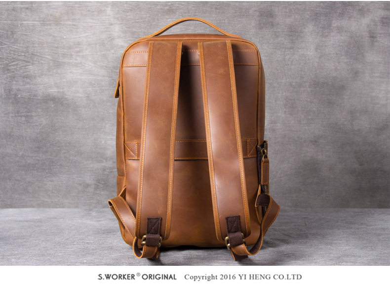 Back Display Color Brown of Leather Backpack