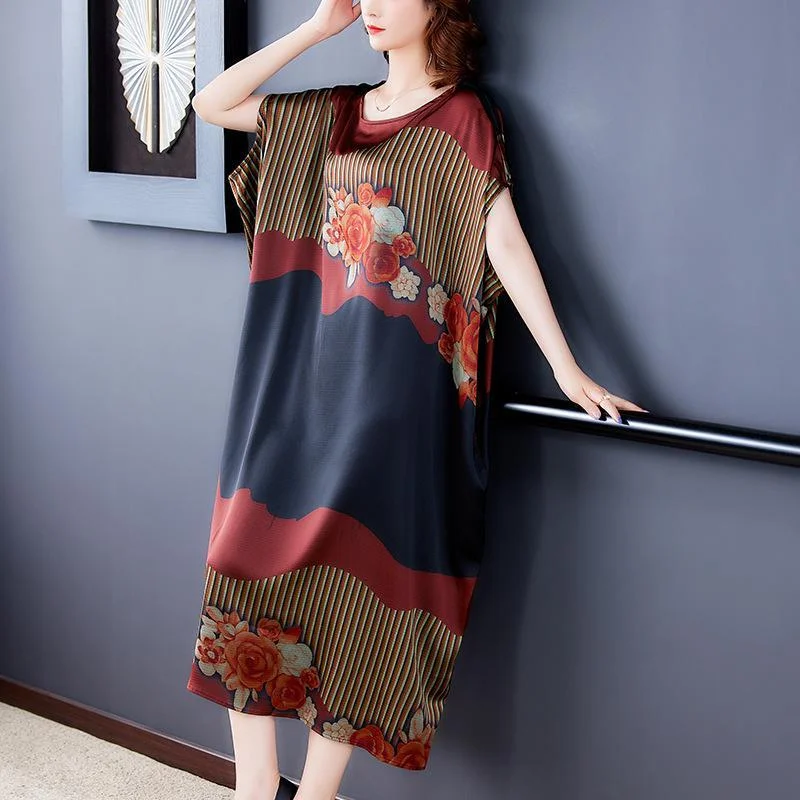 Summer retro temperament mulberry silk dress