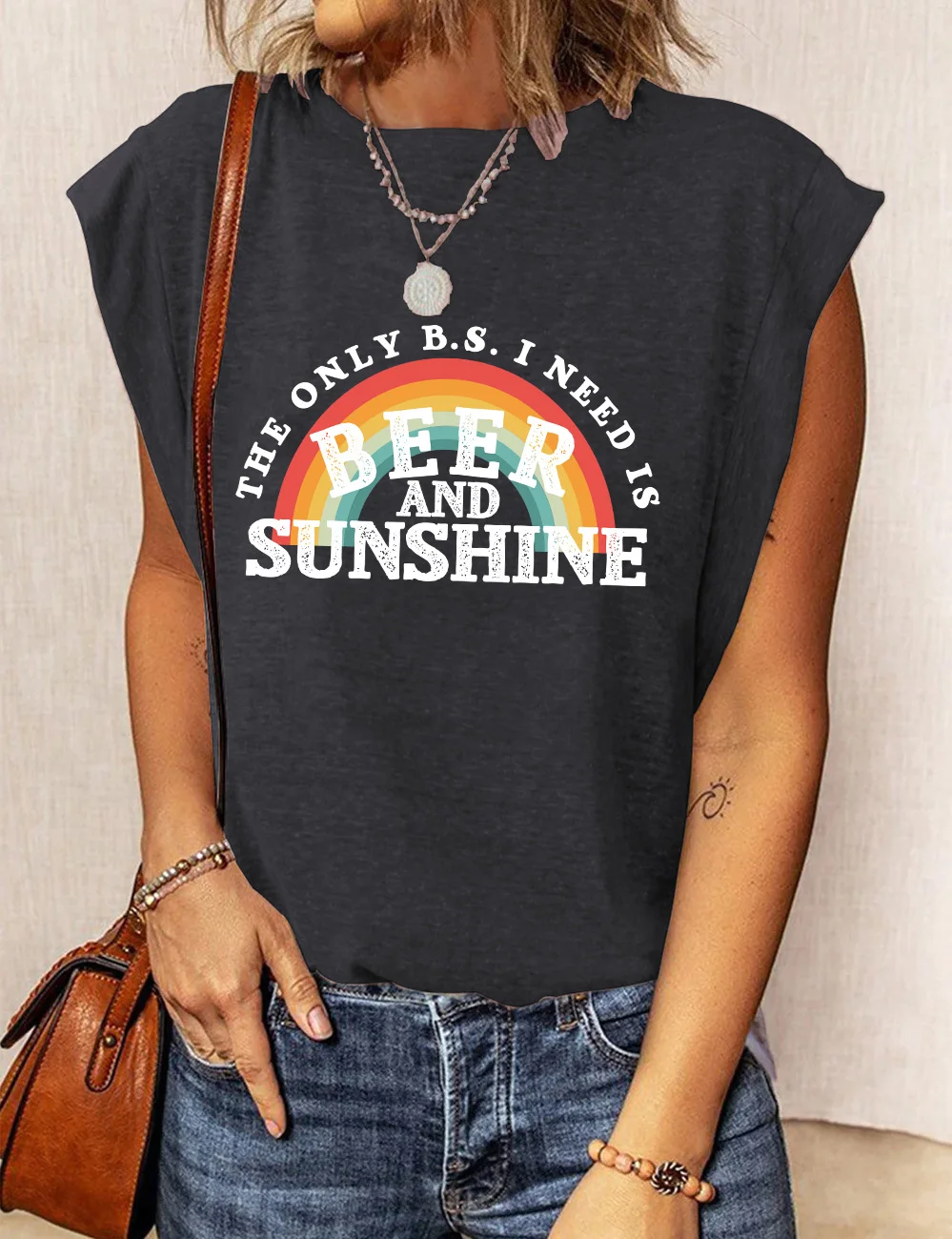 The Only B.S I Need Is Beer And Sunshine Rainbow T-Shirt